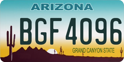 AZ license plate BGF4096