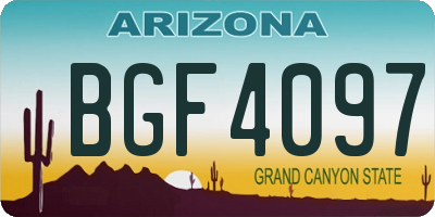 AZ license plate BGF4097