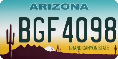 AZ license plate BGF4098
