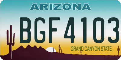 AZ license plate BGF4103