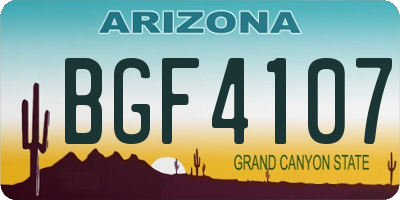 AZ license plate BGF4107