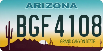 AZ license plate BGF4108