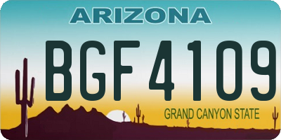 AZ license plate BGF4109