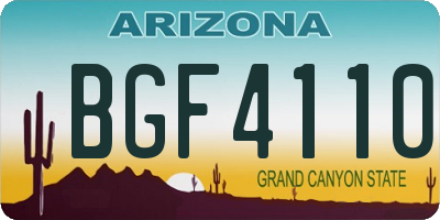 AZ license plate BGF4110