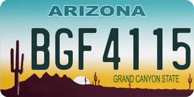 AZ license plate BGF4115