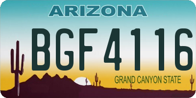 AZ license plate BGF4116