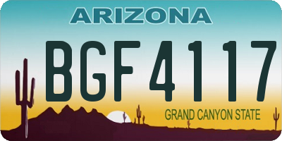 AZ license plate BGF4117