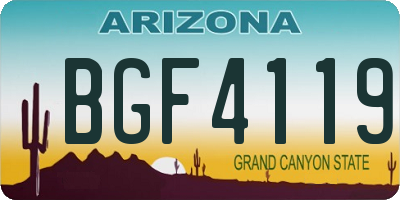 AZ license plate BGF4119