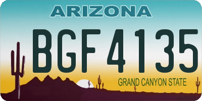 AZ license plate BGF4135