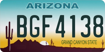 AZ license plate BGF4138