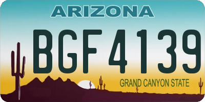 AZ license plate BGF4139