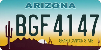 AZ license plate BGF4147