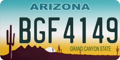 AZ license plate BGF4149