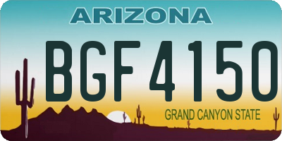AZ license plate BGF4150