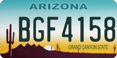 AZ license plate BGF4158