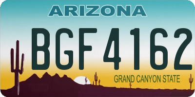 AZ license plate BGF4162