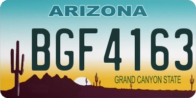 AZ license plate BGF4163