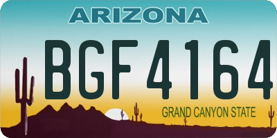 AZ license plate BGF4164