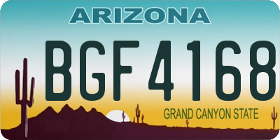 AZ license plate BGF4168