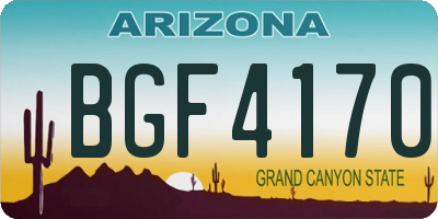 AZ license plate BGF4170
