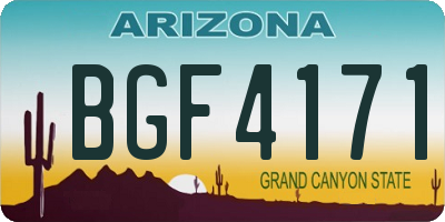 AZ license plate BGF4171