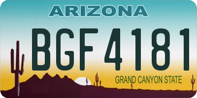 AZ license plate BGF4181