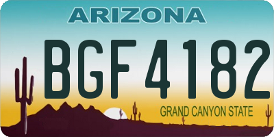 AZ license plate BGF4182