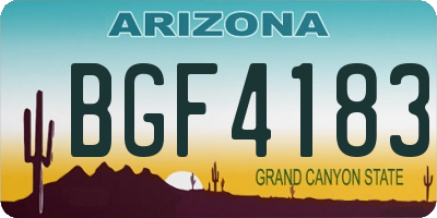 AZ license plate BGF4183