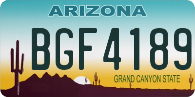 AZ license plate BGF4189