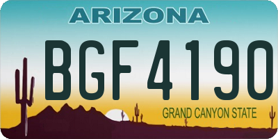 AZ license plate BGF4190