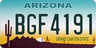 AZ license plate BGF4191