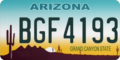 AZ license plate BGF4193