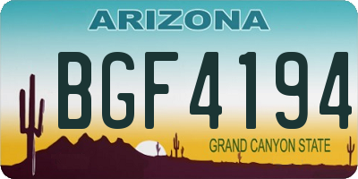 AZ license plate BGF4194