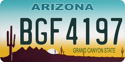 AZ license plate BGF4197