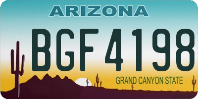 AZ license plate BGF4198
