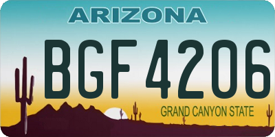 AZ license plate BGF4206