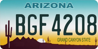 AZ license plate BGF4208