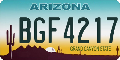 AZ license plate BGF4217