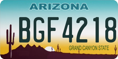 AZ license plate BGF4218