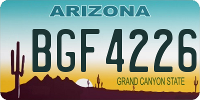 AZ license plate BGF4226