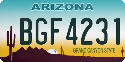AZ license plate BGF4231
