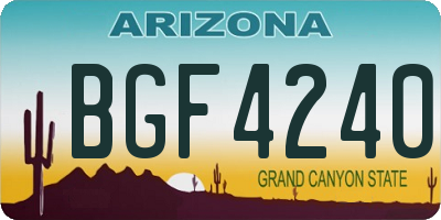 AZ license plate BGF4240