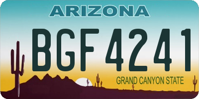 AZ license plate BGF4241