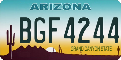 AZ license plate BGF4244