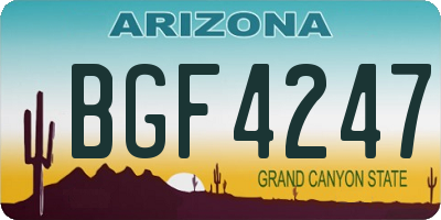 AZ license plate BGF4247