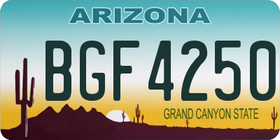 AZ license plate BGF4250
