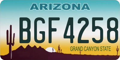 AZ license plate BGF4258
