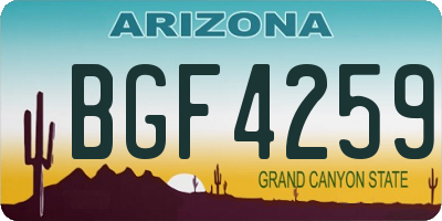 AZ license plate BGF4259