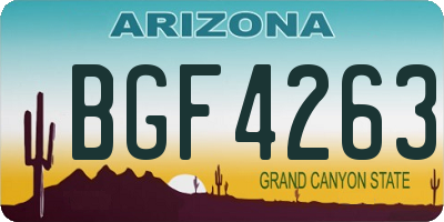 AZ license plate BGF4263