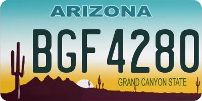 AZ license plate BGF4280